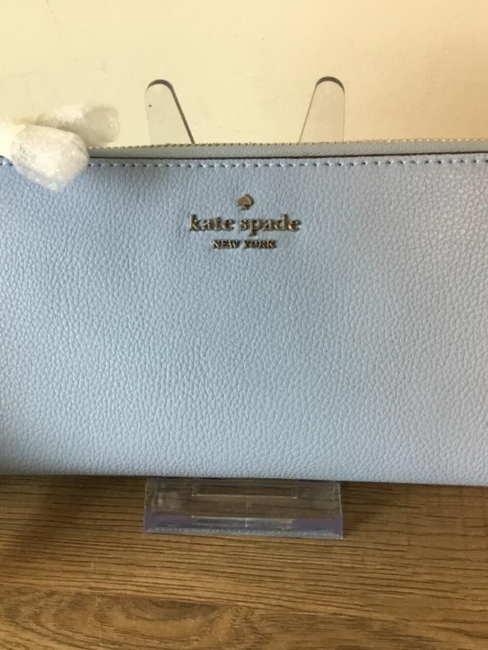kate spade double zip wristlet in Light Blue in delicate pebbled North Star wren - Picture 2 of 6